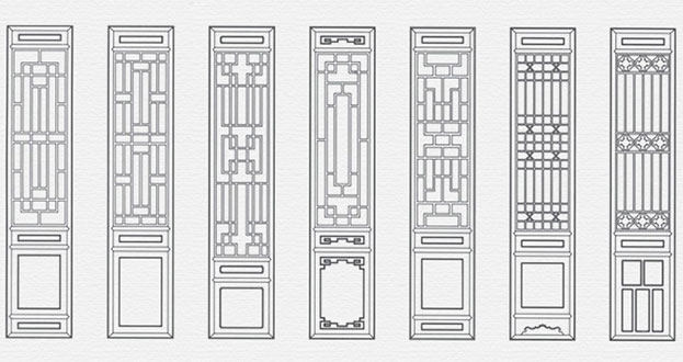 友谊常用中式仿古花窗图案隔断设计图